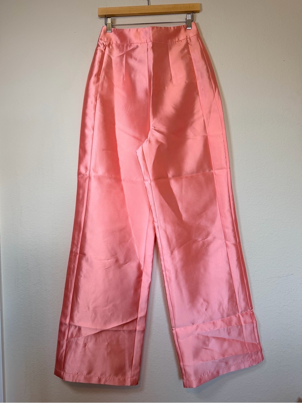 Andrea Iyamah Vasi Pant Peach Satin Wide Leg High Rise Small US 6 - Picture 8 of 8